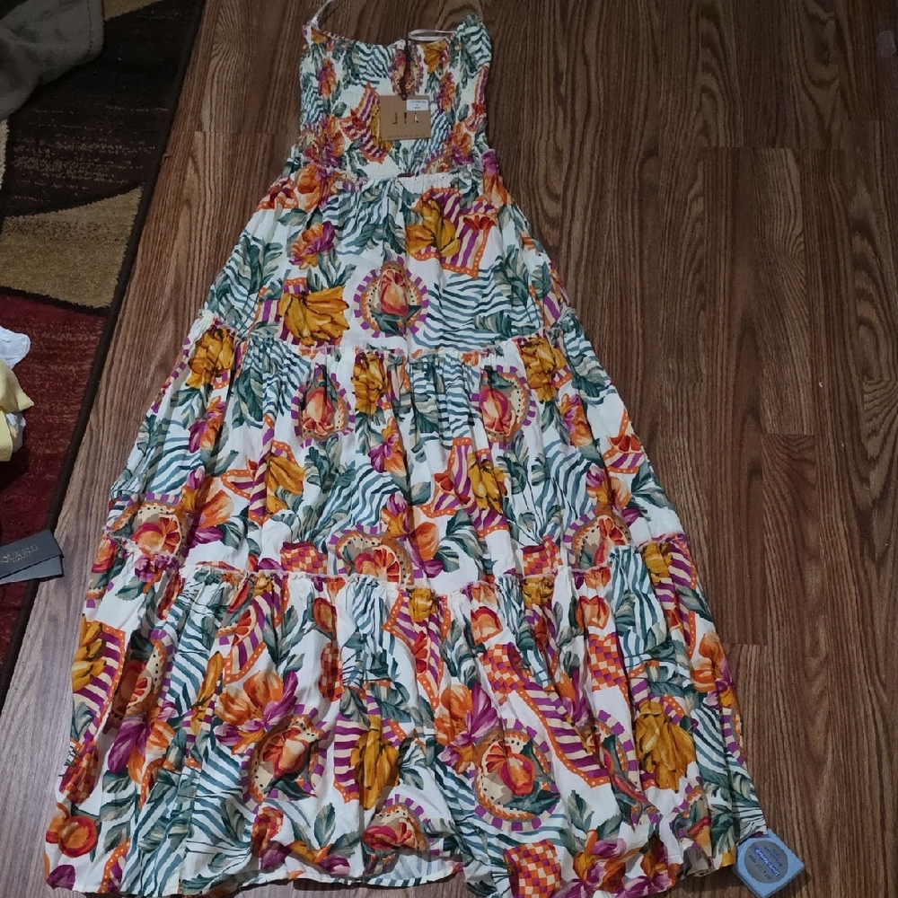 Tropical Floral Maxi Dress in Multi-Color